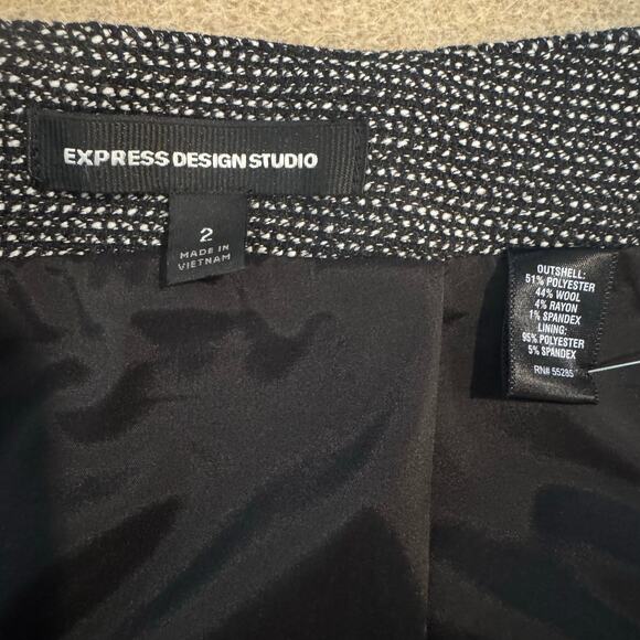 Express Design Studio Black White Tweed Fishtail Pencil Skirt Size 2 Y2K Vintage - Picture 8 of 11